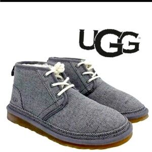 UGG Neumel Boots • Grey Knit Woven Fabric • Warm Lined Chukka Ankle Boot